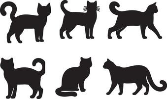 Cat Silhouette Bundle Design On White Background vector