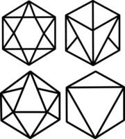 Minimalist Dice Outline Icon Collection in Black and White for Creative Projects vector
