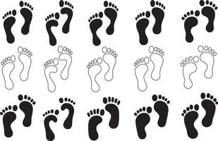 Footprint Silhouette Collection Set for Tracking Identity and Design Elements vector