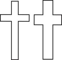 Christian cross outline icon on white background vector