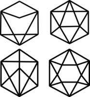 Dice Silhouette Outline Icon Design Bundle On White Background vector