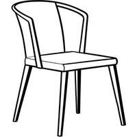 A sleek, modern chair with a curved backrest and four sturdy legs, drawn in clean, thin lines. vector