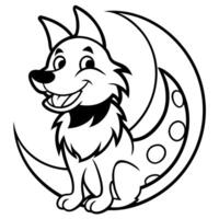 Wolf howling at the moon in a modern style vector