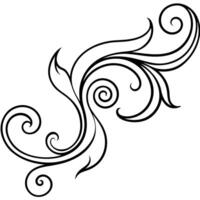 delicate swirling design with elegant floral elements, leaves, and small buds vector