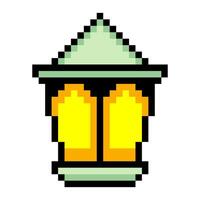 Ramadan kareem lantern in pixel art vector