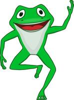 A funny green frog is dancing happily vector