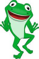 A friendly and funny little green frog dancing vector