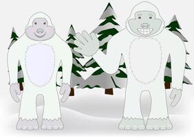 A pair of friendly and funny yetis with big smiles vector