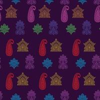 a pattern with colorful paisley and floral designs vector