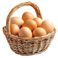 Fresh Brown Eggs in a Woven Basket for Culinary Use and Farm Fresh Produce Imagery png