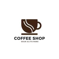 Coffee cup logo design featuring smooth curves in a minimal style representing a cozy coffee shop art vector