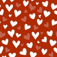 White hearts on a red background seamless pattern , heart seamless pattern illustration, doodle summer, kids and baby designs for print fabric. vector