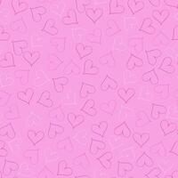 Small heart outlines on a pink background, seamless pattern , heart seamless pattern , doodle summer, kids and baby designs for use as fabric or paper. vector