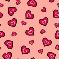 Valentine's Day pattern, pink background with red hearts. Heart seamless pattern. Valentine's day texture, Print for wrapping paper or fabric. vector