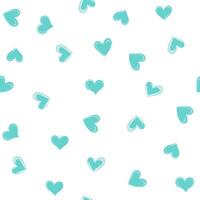 Tiny turquoise hearts pattern on a white background, doodle summer, kids and baby designs for use as fabric or paper. vector