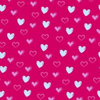 Small, hand-drawn hearts in shades of pink and white. Heart seamless pattern. Valentine's day texture, Print for wrapping paper or fabric. vector