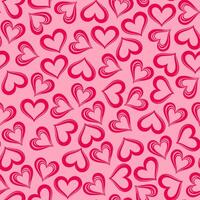 Pink and red heart shapes on a pink background. heart seamless pattern illustration, doodle summer, kids and baby designs for print fabric. vector