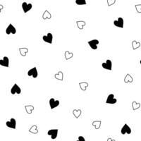 Black and white simple hearts pattern, white background, heart seamless pattern illustration, doodle summer, kids and baby designs for print fabric. vector