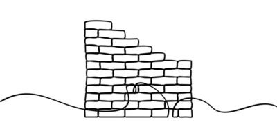 continuous line drawing of wall symbol. abstract line art illustration vector