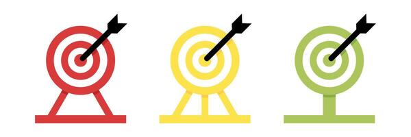 Target icon set, archery target symbols. Modern design in red, yellow and green colors. Suitable for your design project vector