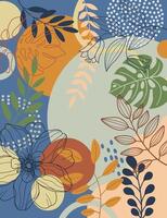 Flower background for design. Colorful background with tropical plants. vector