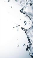 Fresh water droplets splashing in dynamic liquid motion, creating serene effect photo