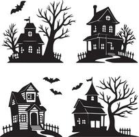Haunted house and creepy element vector