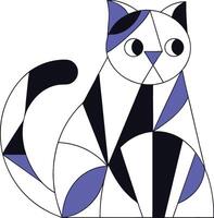 Simple geometric cat with clean lines vector