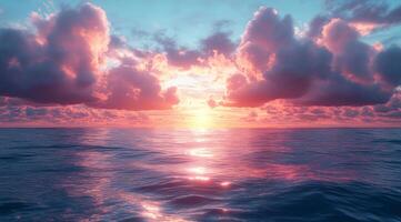 Sunset over the ocean photo
