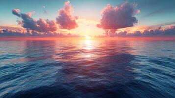 Sunset over the ocean with clouds photo