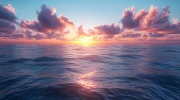 Sunset over the ocean with clouds photo