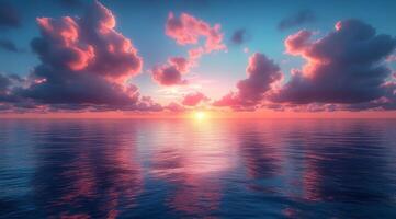Sunset over the ocean with clouds photo