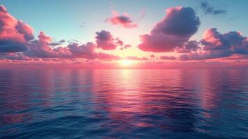 Sunset over the ocean with clouds and water photo