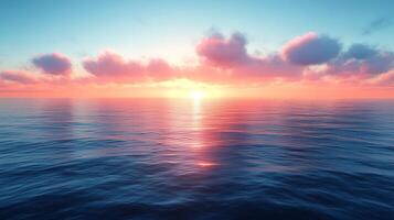 Sunset over the ocean with clouds photo
