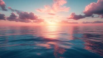 Sunset over the ocean with clouds and water photo