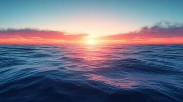 A sunset over the ocean with waves photo