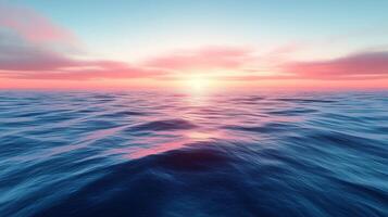 A sunset over the ocean with waves photo