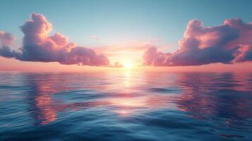 Sunset over the ocean with clouds photo