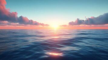 A sunset over the ocean with clouds photo