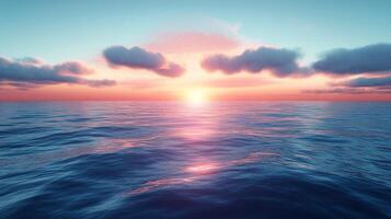 Sunset over the ocean with clouds photo