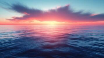 A beautiful sunset over the ocean with clouds photo