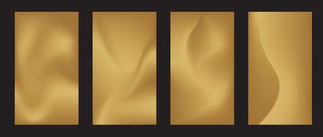 Collection of abstract gold gradient background with wavy ,silk, satin pattern. illustration. vector
