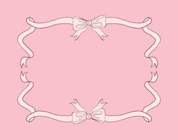 Elegant Coquette Sketch with Decorative Bow Frame Design vector