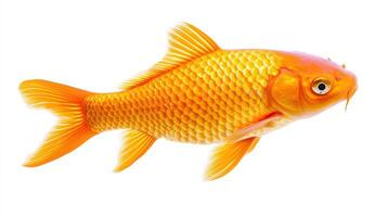 Vibrant Goldfish Swimming Gracefully Against White Background photo