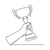 Winner cup continuous one line icon vector
