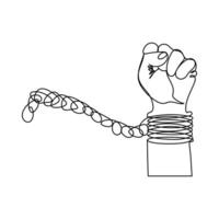 Hand clenched Continuous one line art drawing Labor Day concept vector