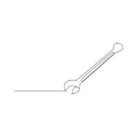 One mechanical wrench for nuts drawn in one continuous line drawing, Labor day wrench tools continuous one line drawing hand clenched into a fist infront of ribbon for Labour Day concept vector