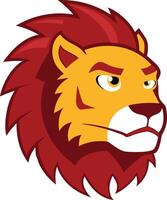 lion's head with a striking red and gold mane vector