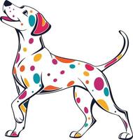 dalmatian illustration with a coat of vibrant, multicolored spots vector