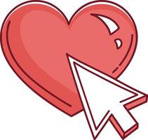 red heart is targeted by a cursor vector